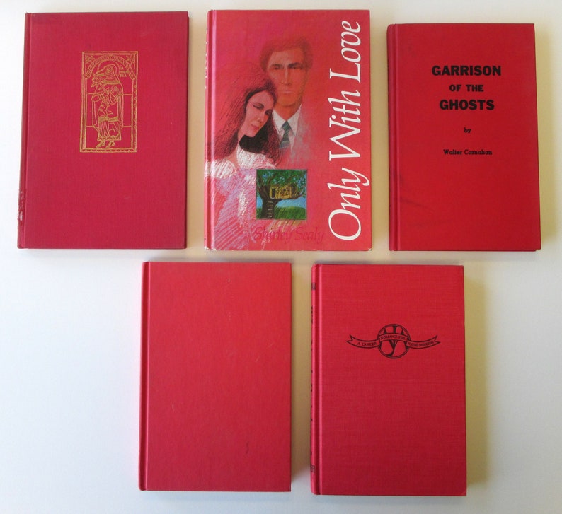 Bright Red Collection of Vintage Books for the Adventurous Reader or Clever Decorator. Instant Library. Books by the inch. image 4