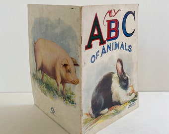 My ABC of Animals. Vintage Children's Book. Animals. Illustrated. Rare Linentex Edition. Young Readers. Saalfield #2060.