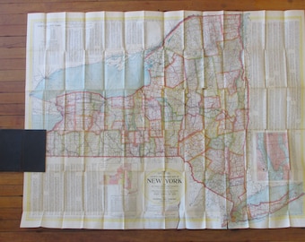 Antik karta över delstaten New York från 1916: Utvikbar karta över nationell län