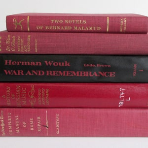 Collection of Red and Black Books. Instant Library. Books by the Foot. Antique / Vintage Books for the Adventurous Reader or Savvy Stylist.