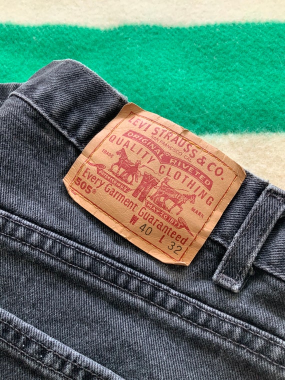 Levi's 505 negro regular ajuste hecho en los EE.UU. - Etsy España