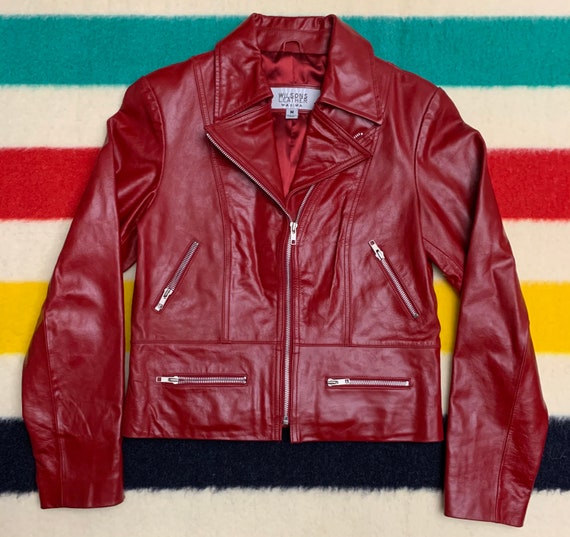 Red Leather Motorcycle Jacket by Wilsons Leather