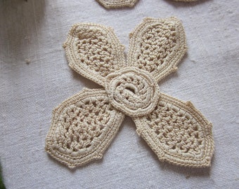 Appliqué fleur au crochet à coudre 1900