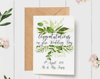 personalised botanical congratulations on your wedding day card newly married couple greeting card - Wedding Greeting Cards personalised botanical congratulations on your wedding day card newly married couple greeting card - Wedding Greeting Cards
