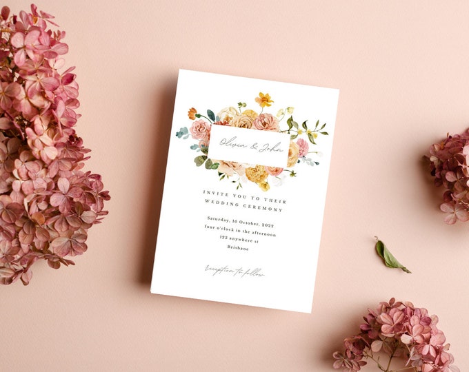 Delicate Floral Wedding Invitation PDF