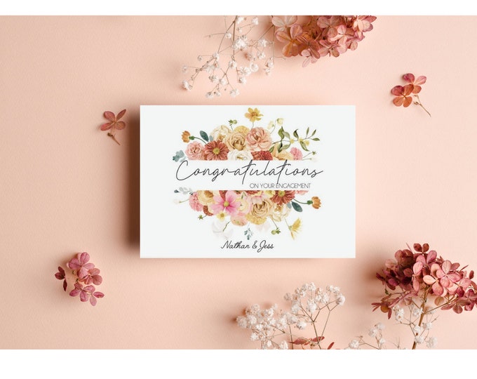 Floral Engagement Card Personalised