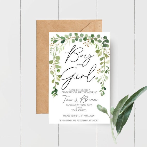 botanical baby shower invitations