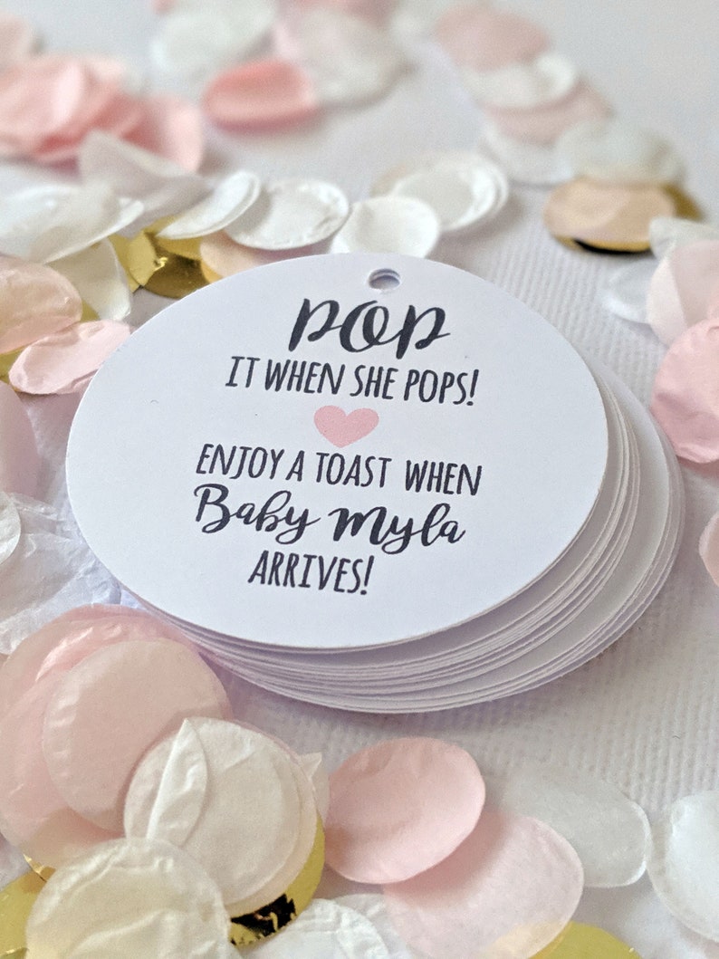 Pop It When She Pops Baby Shower Favour Tag (24) | Wine bottle tags | Baby is coming | Pop the cork | Wine Bottle Favor | Mini Champagne Tag 