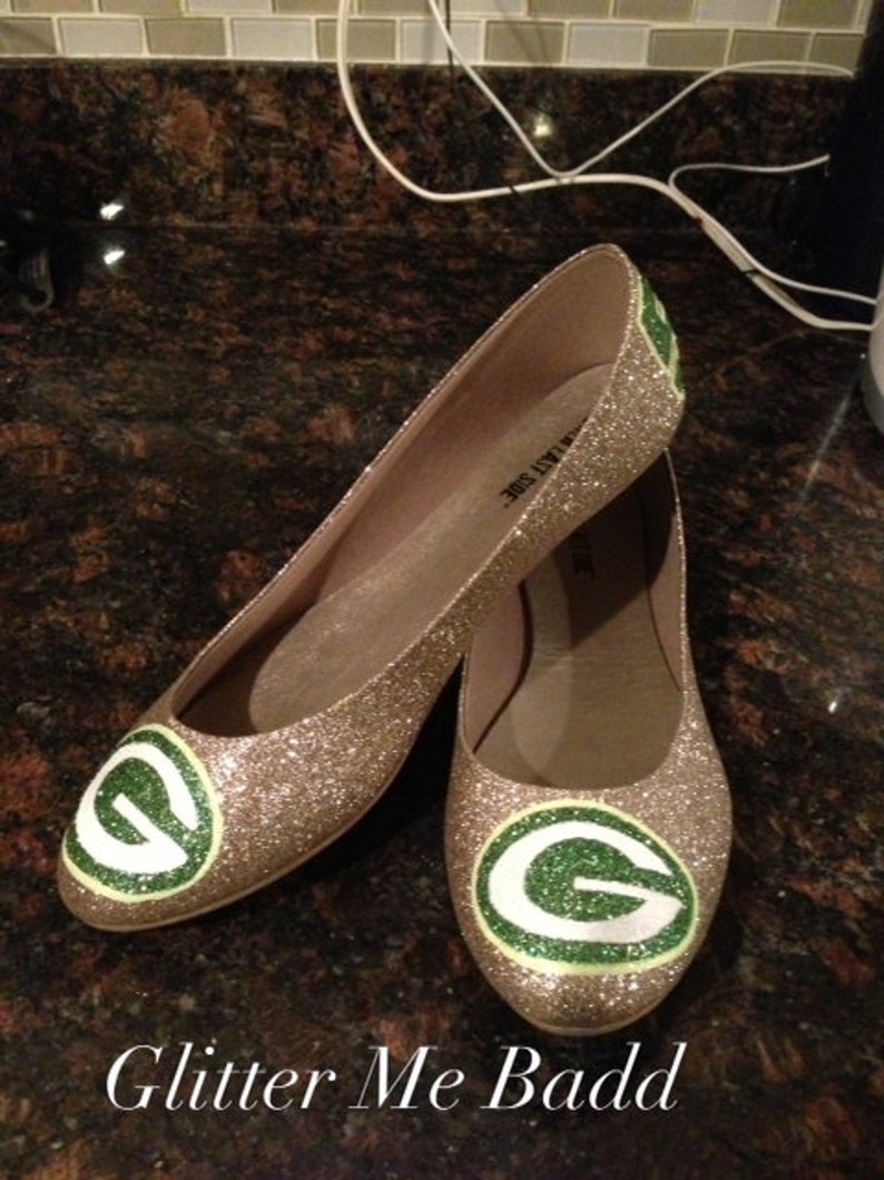 green sparkly flats