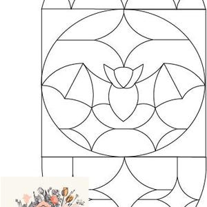 May include: A black and white line art drawing of a bat centered within a circular frame, topped with star shapes. Below the main design, a small square logo features a peach-colored diamond with the text P.S. THREADS surrounded by floral illustrations.