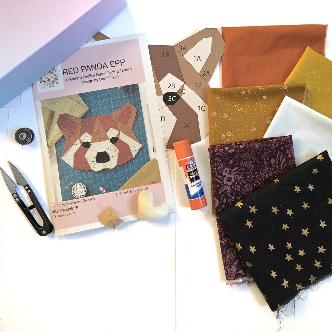 EPP Red Panda Quilt Kit: Modern English Paper Piecing Box #1 - Etsy