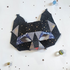 3D kattenmasker patroon in Engels papierpiecing (EPP), PDF, automatische download