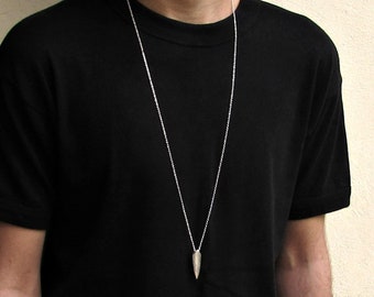 Collana da uomo con punta di freccia Collana lunga minimal da uomo Collana con freccia in argento da uomo Gioielli da uomo