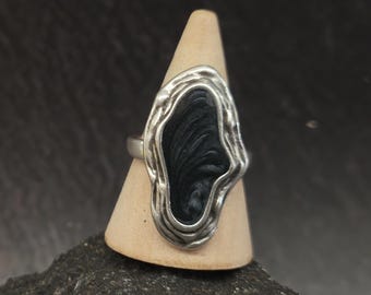 Pewter Abstract Ring: Adjustable Sculptural Art Jewelry