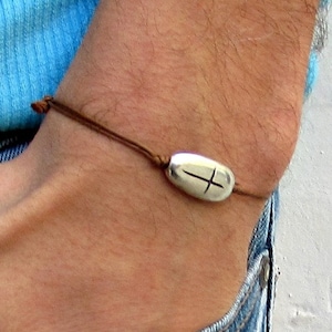 Cross bracelet for men, groomsmen gift, Silver Bracelet men&#39;s bracelet, christian catholic jewelry gift for him, mens jewelry, adjustable