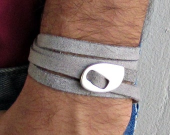 Wrap Men's Leather Bracelet Cuff, Unisex Bracelet, Adjustable to your wrist
