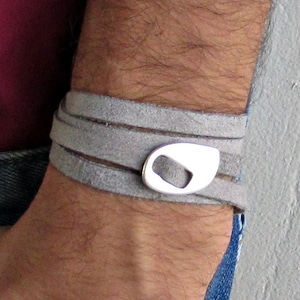 Wrap Men&#39;s Leather Bracelet Cuff, Unisex Bracelet, Adjustable to your wrist