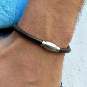 Stainless Steel Magnetic Clasp Mens Leather Bracelet, For Men, For Husband, Boyfriend Gift, Gift,  Men's Bracelet,  Mens Gift