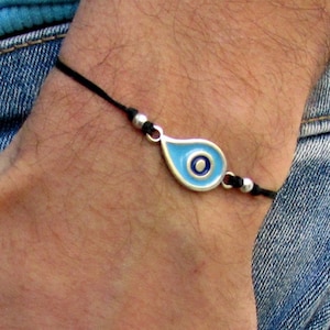 Boho Evil Eye Cord Bracelet Anklet: Adjustable Blue Jewelry