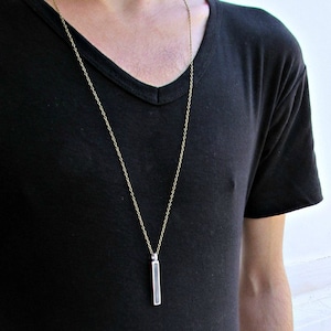 Men's Necklace Men's Bar Long Necklace Men's - Etsy