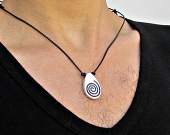 Men's Necklace Men's Spiral Necklace Drop Men's Silver Necklace Adjustable Mens Jewelry
