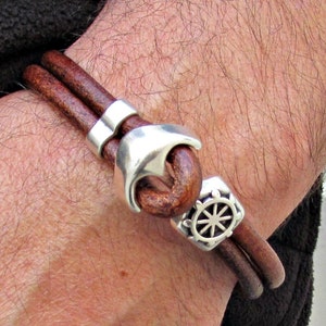 Anchor Bracelet Mens Leather bracelet Cuff Sailing Bracelet Customized On Your Wrist image 3