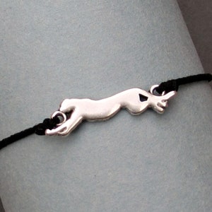 Silver Cheetah Charm Bracelet: Adjustable Cord, Unisex Jewelry