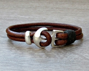 Anchor Mens Leather Bracelet: Customized Wrist Cuff