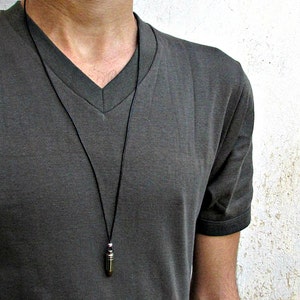 Men's Bullet Necklace, Pendant, Men's Silver Bronze Necklace Pendant, Mens Jewelry Mens Gift image 1