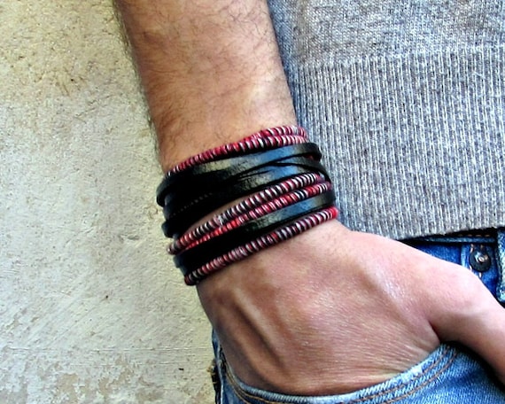 Leather multi strand wrap bracelet clearance