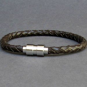 Titanium Stainless Steel, Braided, Mens Leather Bracelet, Mens Leather bracelet Cuff Gift For Men Customized On Your WristFathers day gift