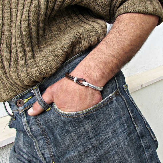 Men's Sterling and Leather Bracelet with Pave Diamonds — Cindy Ensor Designs