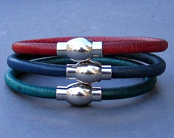 Valentinstag Geschenke Edelstahl Magnetverschluss Leder Armband für Männer