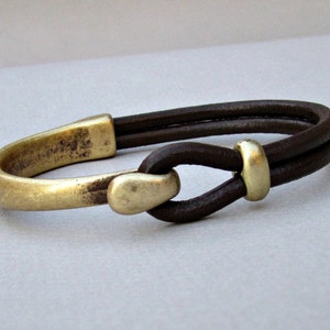 Mens Bracelet Leather, Leather Bracelet, Black Brown Leather Mens Bracelet, Antique Bronze Oxidation Customized On Your Wrist