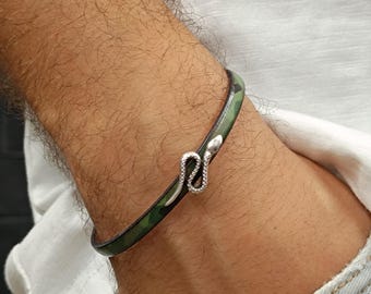 Snake Bracelet, Minimal Multicolor Unisex Printed Leather Bracelet Boyfriend Gift Customized On Your Wrist