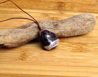 Men's Amethyst Gemstone Necklace: Adjustable Leather Cord Valentine's Day Gifts