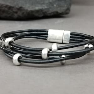Beaded Leather Multistrand Bracelet: Unisex Boho Style