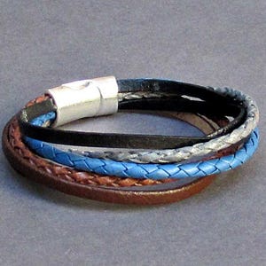 Multicolor Braided Leather Bracelet: Unisex Boho Cuff, Customized Fit