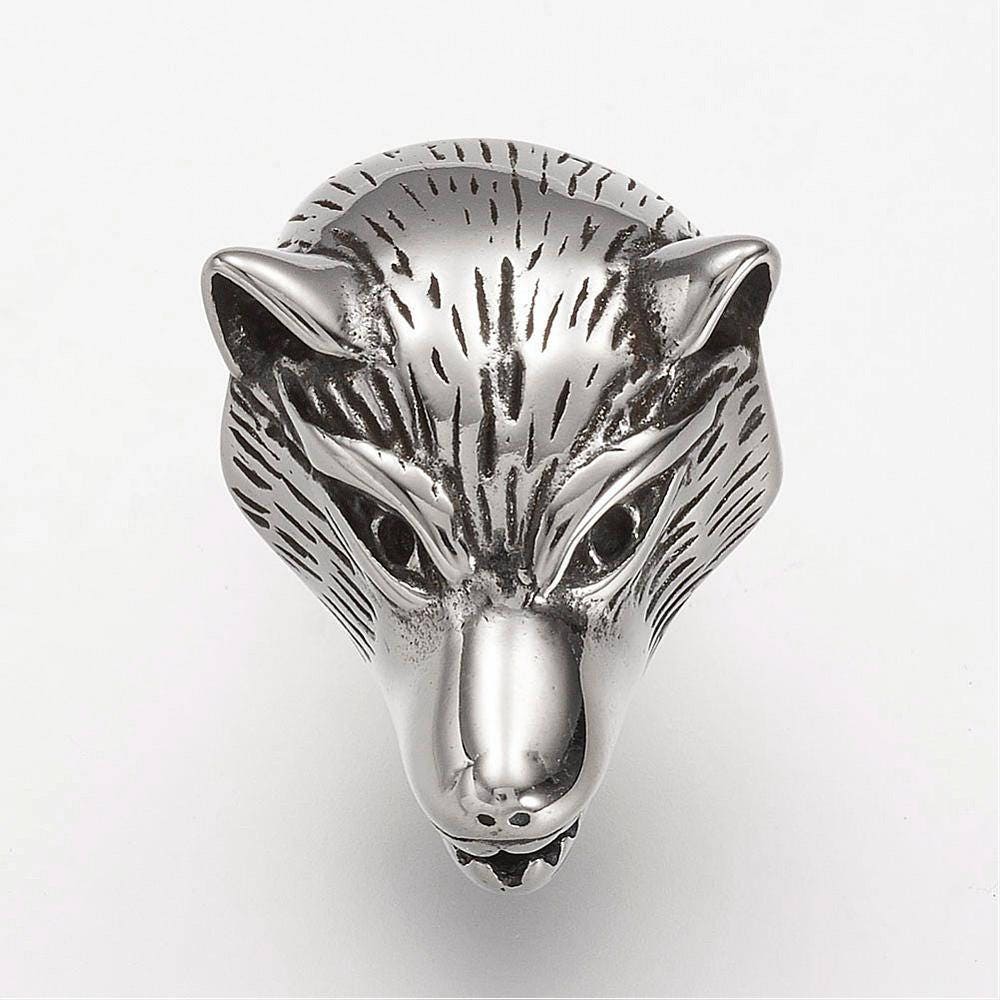 thumbnail image 2 of Men's Vintage Leather Bracelet – Stainless Steel Wolf Head Clasp – Black Cuff Bangle 2 of 2