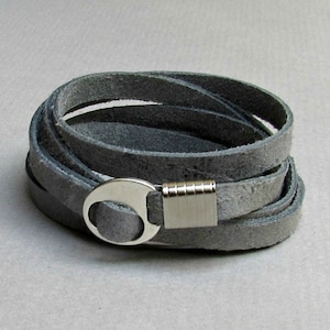 Men&#39;s Leather Bracelet, Wrap Bracelet Cuff, Unisex Bracelet, Adjustable to your wrist