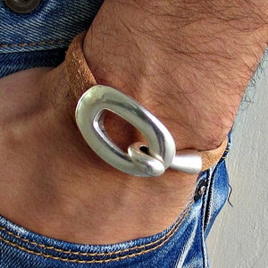 Boyfriend Gift, Mens Silver Hook Bracelet, Mens Bracelet, Mens Jewelry, Boyfriend, Men Gift, Mens Gift, Gift For Men, For Him M6