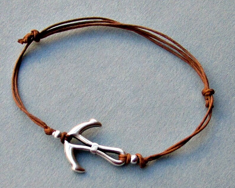 nautical jewelry Anchor bracelet for men men/'s bracelet Silver anchor charm Cord Bracelet Mens Jewelry Adjustable gift for him