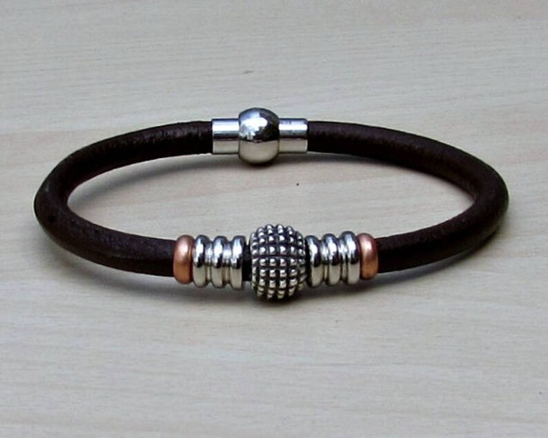 Mens Leather Bracelet Mens Beaded Bracelet Bracelet for Him Etsy