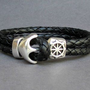 Braided Leather Anchor Bracelet: Customized Mens Sailing Cuff