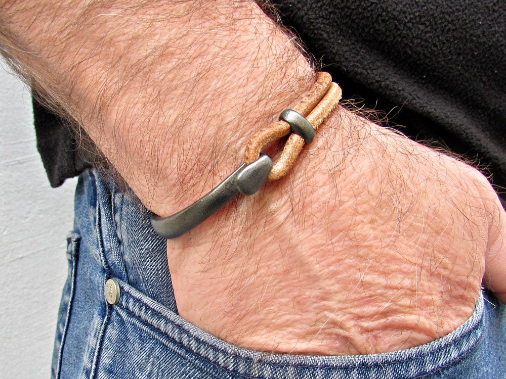 [Seller Name] Gunmetal Leather Bracelet Cuff