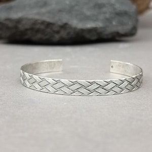 Silver Geometric Bracelet For Men Unisex Silver Bracelet Cuff