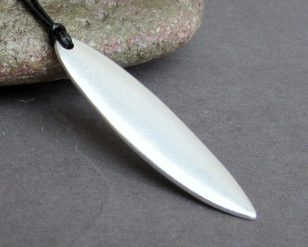Men's Surfboard Necklace Pendant Surfer Silver Leather Etsy UK