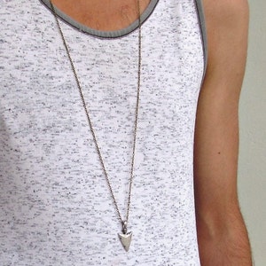 Men&#39;s Arrowhead Necklace Men&#39;s Spear Necklace Men&#39;s Silver Necklace Mens Jewelry