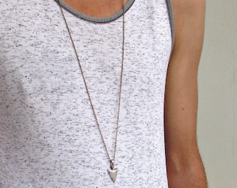 Men's Silver Plated Arrowhead Necklace: Spear Pendant Jewelry