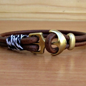 Anchor Mens Bracelet Mens Leather bracelet Cuff Nautical Rope Bracelet  Customized On Your Wrist